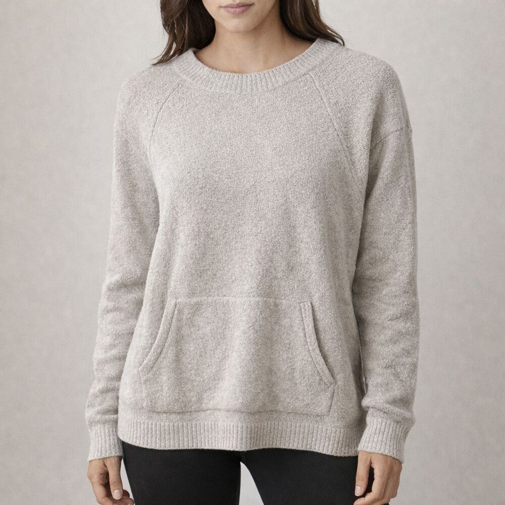 Pure Jill J. Jill Womens Sweater Plush Pullover Pocket Beige Cozy Knit Size M